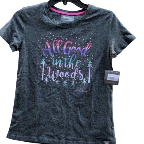 Eddie Bauer Girl's Gray Graphic Short Sleeve Crew Neck  Tee Size (L 14) NWT - Picture 1 of 6